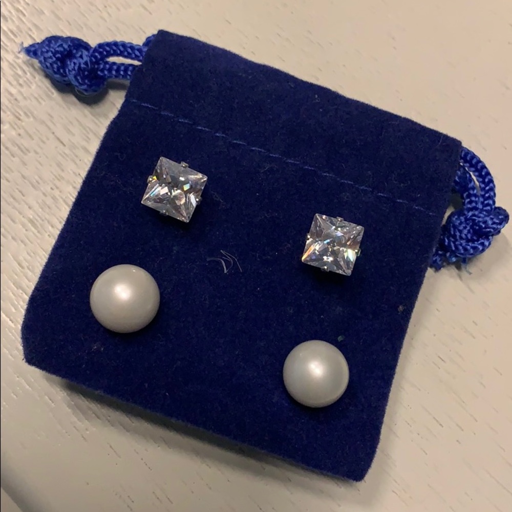 Large Diamond and Pearl Earrings